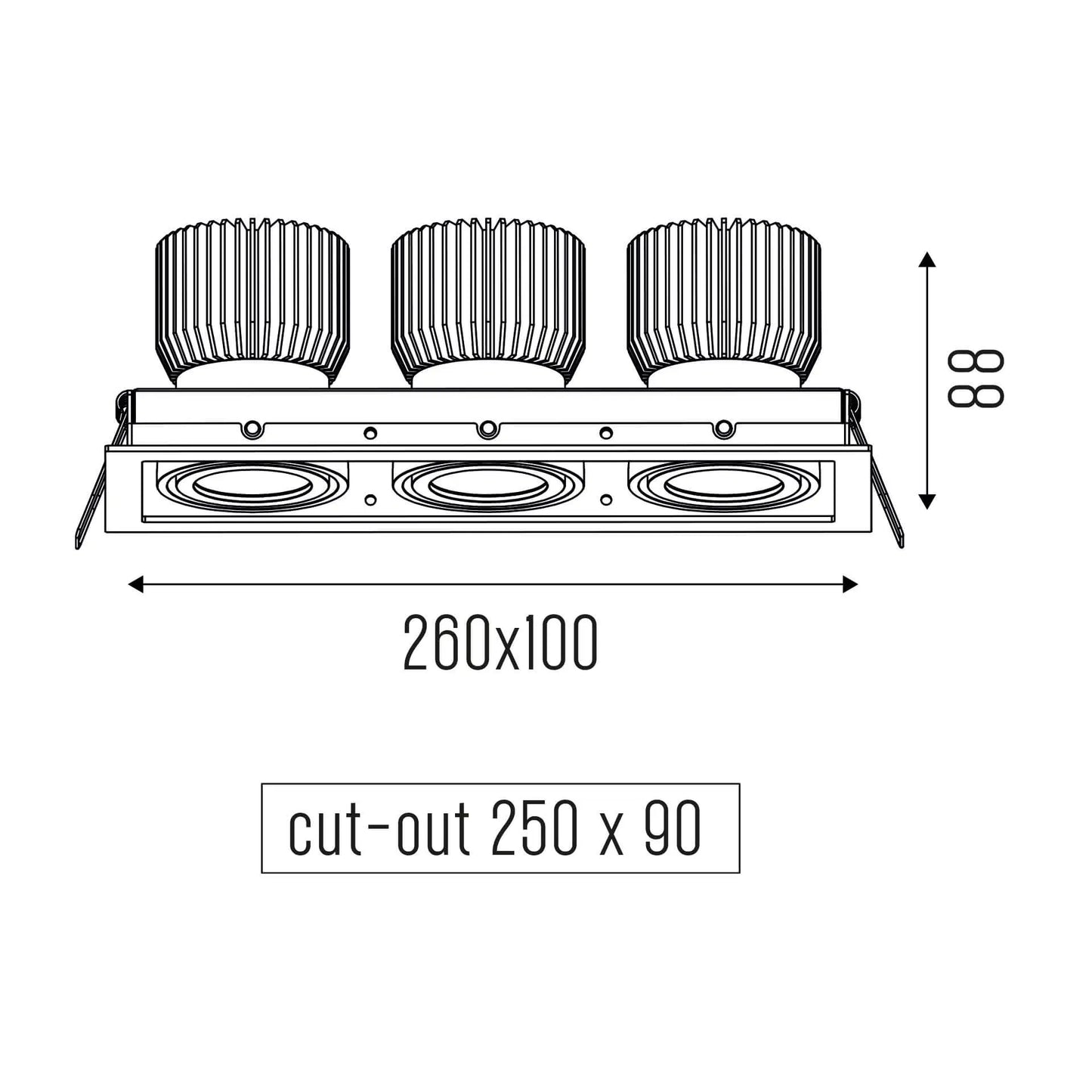 Recessed spotlight CARDAN XS THREE 3x14W - white
