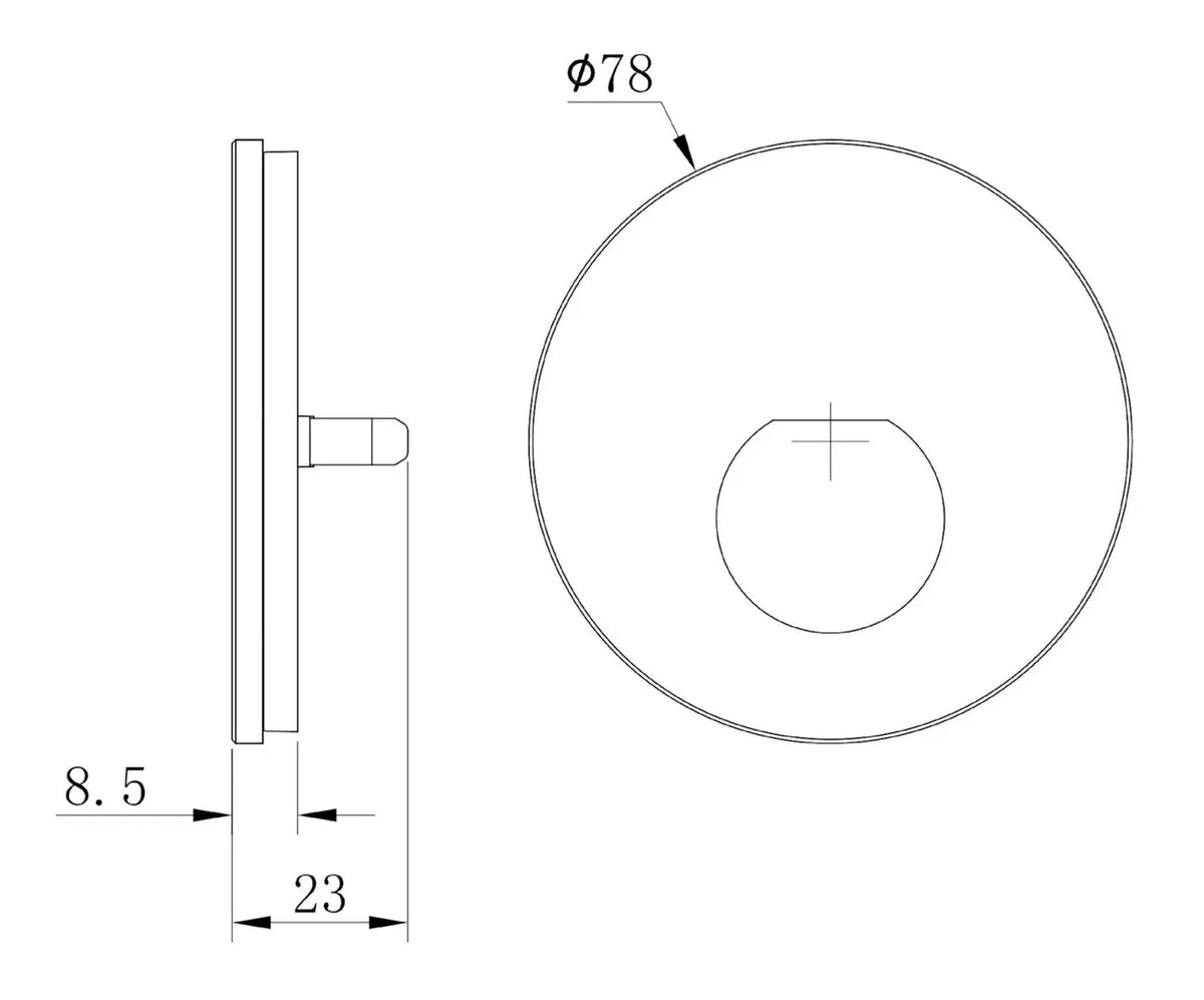 Maatvoering rond glaskapje Alwaid Pro, Ø78 x 23 mm