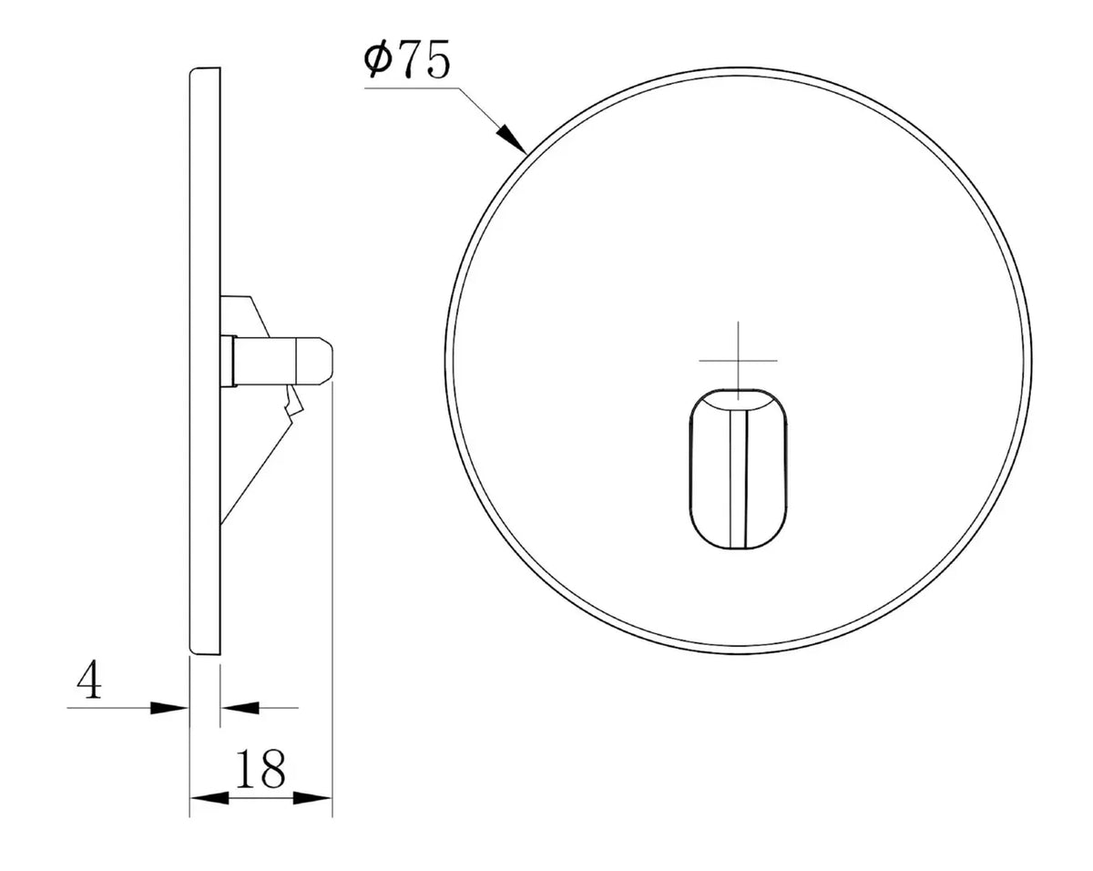 Maatvoering rond Alwaid Pro kapje, Ø75 x 18 mm