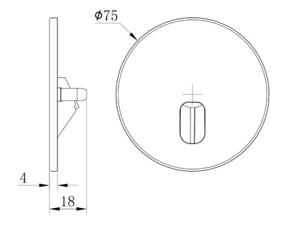 Maatvoering rond Alwaid Pro kapje, Ø75 x 18 mm