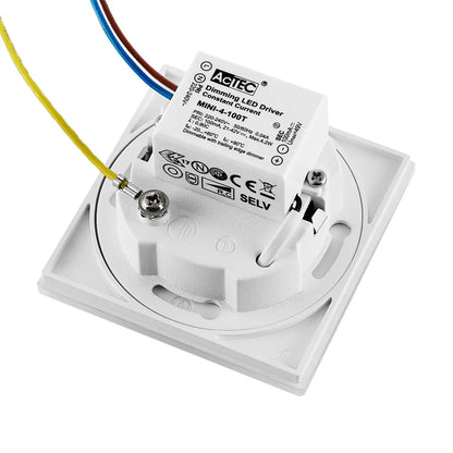 Vierkant wit glaskapje met de LED inbouwmodule van de Alwaid Pro