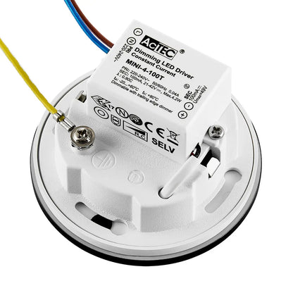 Rond zwart glaskapje met de LED inbouwmodule van de Alwaid Pro