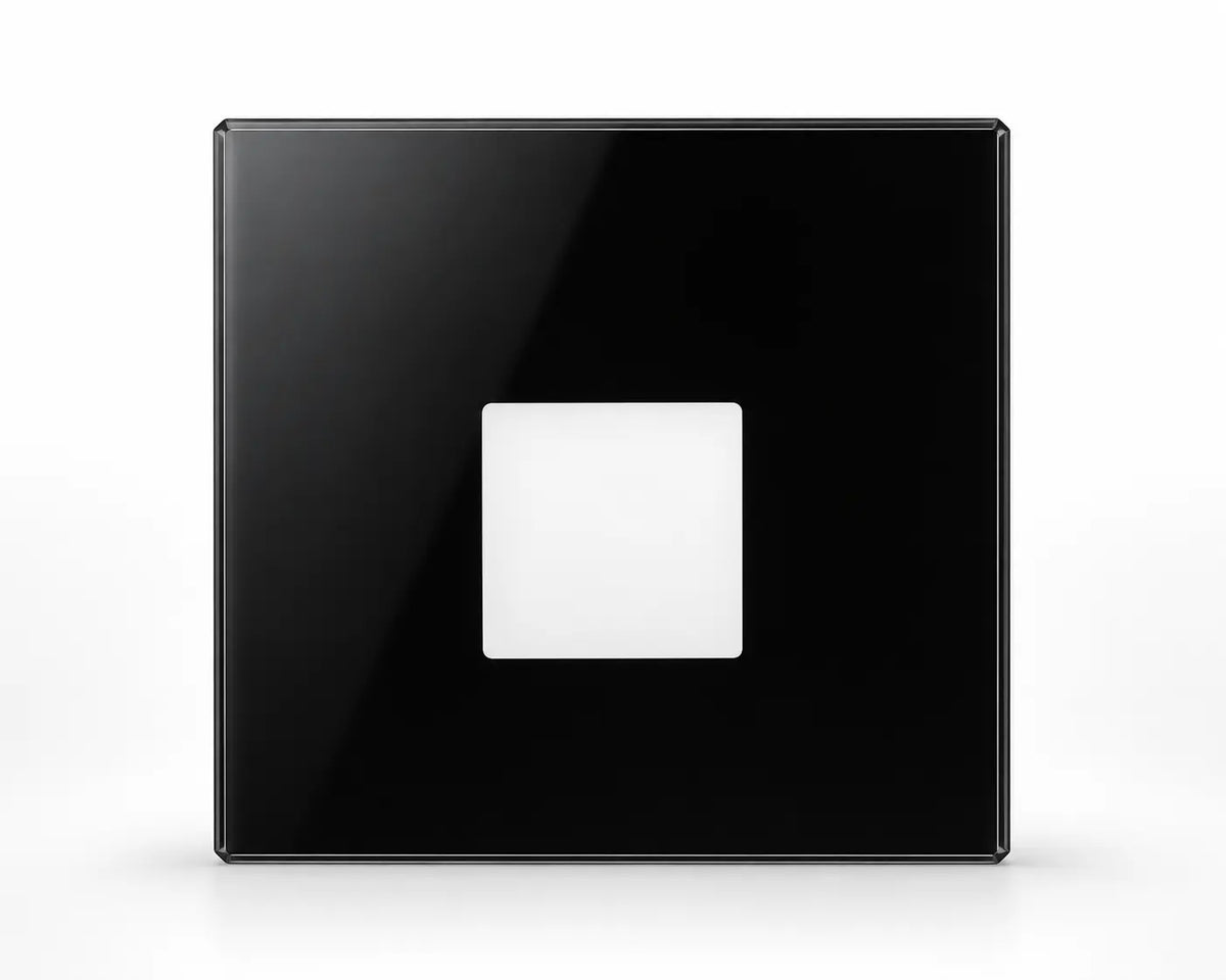 Vierkant zwart glaskapje voor Alwaid Pro trapverlichting, vooraanzicht
