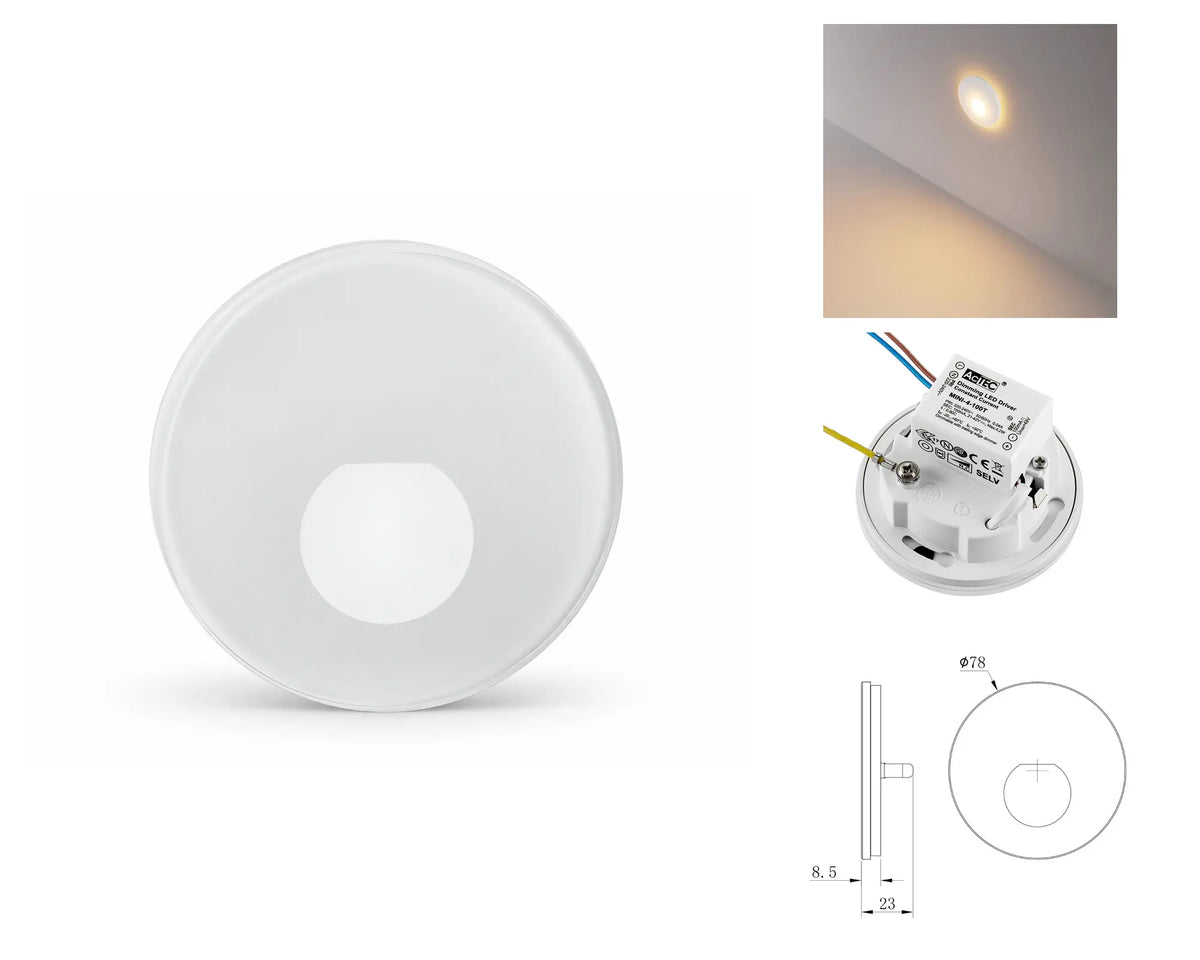 Alwaid Pro wit met rond glaskapje en diffuus licht