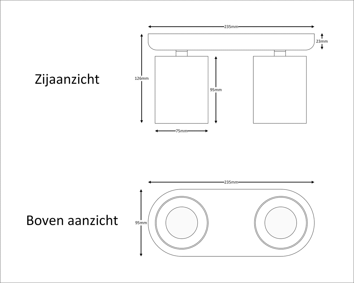 COLLOS DUO wit - dubbele opbouwspot GU10