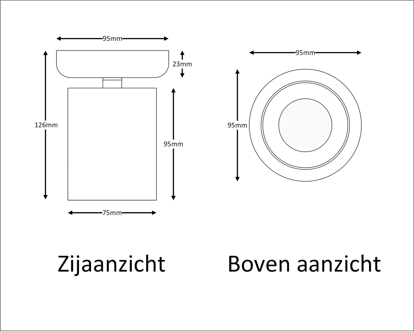 afmetingen opbouwspot COLLOS