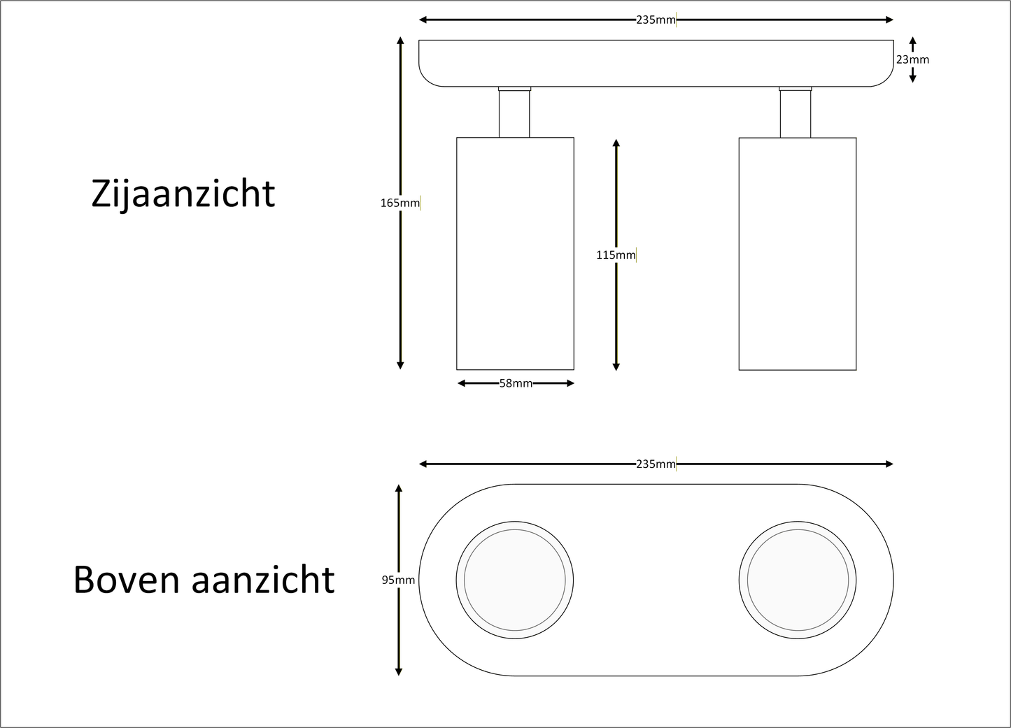 opbouwspot LUXON DUO | GU10 | zwart