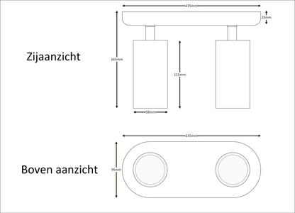 opbouwspot LUXON DUO | GU10 | zwart