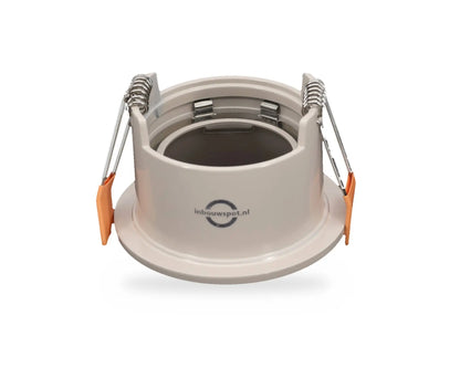 DEPTH 65 GU10 inbouwspot beige, achterkant met veren en GU10 houder
