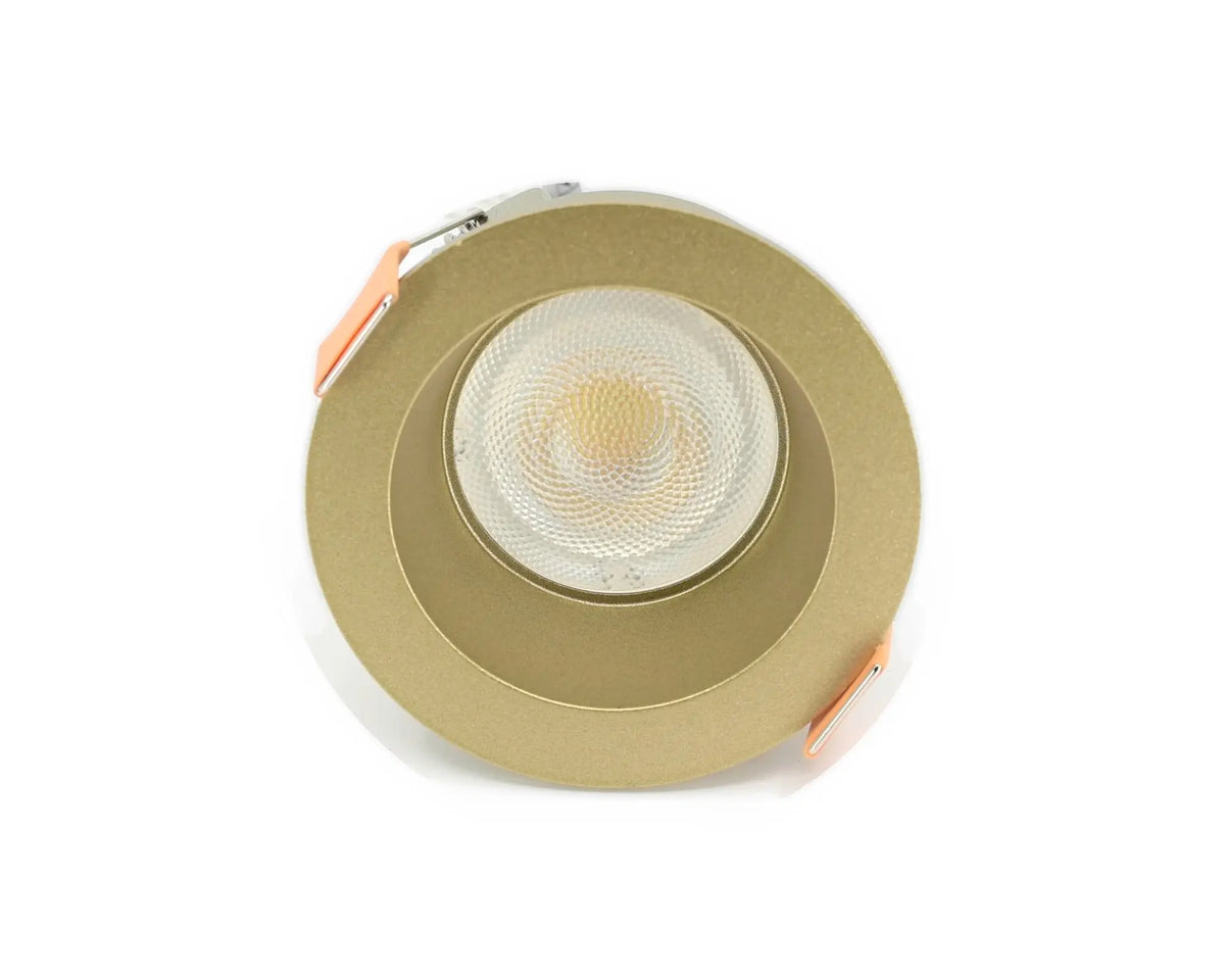 DEPTH 65 GU10 inbouwspot messing met GU10 lamp, vooraanzicht